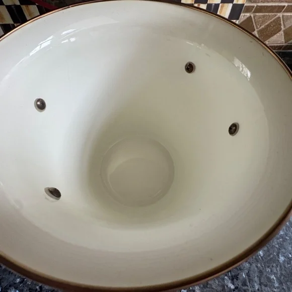 Rare Estate Stunning Mackenzie Childs Parchment Check Ice Bucket Display Only